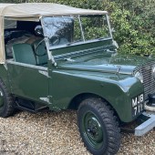 One of two 1950 Series 1 Land Rovers in the sale, this Bronze Green example is an Ex-Somerset Fire Brigade vehicle and was kept by a previous owner for 40 years. It was fully restored, including a bare-metal respray, and is guided at £20,000–25,000
