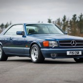 This 1991 Mercedes C126 560SEC looks superb in Nautical Blue on Penta wheels. Thought to be one of two in Britain in this spec, it benefitted from a full respray and stainless-steel exhaust in 2023, all of which makes the £35,000–40,000 guide look very reasonable