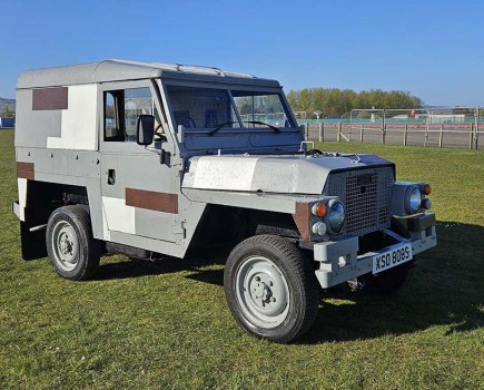 Wearing its ‘Berlin Camouflage’ well, this 1978 Land Rover Series 3 Lightweight was in military service until 1995 and boasts overdrive and a roll bar. Seemingly tidy throughout, it carries a £4750–5500 guide