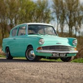 We loved this 1968-registered Ford Anglia 105E, which looked remarkably restrained externally (aside from the bold colour) but boasted a 2.1-litre Pinto engine with twin Weber 48 DCOE carbs and mapped ignition. With a five-speed gearbox and countless further upgrades, it looked a lot of fun for £11,025