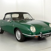 One of several classic Fiats in the sale is this 1967 850 Spider, which looks very smart in green with an immaculate black interior. The left-hand drive example was first registered in the UK in 1996 and has been neatly restored, justifying a £10,000-£12,000 guide