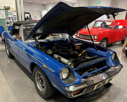 A garage stored car but not used for a couple of years, this 1974 Jensen-Healey wore the registration number 1975 AC. It looked smart in blue with a tan interior, and though the paint showed some microblisters, it sold at the top end of its guide for £8000 plus fees