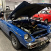 A garage stored car but not used for a couple of years, this 1974 Jensen-Healey wore the registration number 1975 AC. It looked smart in blue with a tan interior, and though the paint showed some microblisters, it sold at the top end of its guide for £8000 plus fees