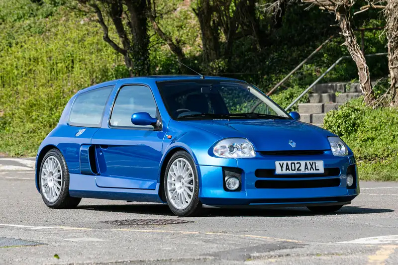 One of just eight UK cars finished in Iliad Blue, this 2002 RenaultSport Clio V6 Phase I shows just 2456 miles. It’s been diligently maintained as evidenced by the detailed history file, and is estimated at £75,000-£85,000