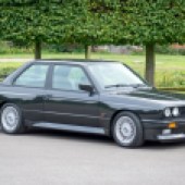An outstanding example of the legendary BMW E30 M3, this 1987 car was imported from Japan in 2015 and shows just 59,000km (36,661 miles) from new. It's finished in black with an immaculate black leather interior, and is estimated at £55,000-£65,000.
