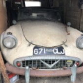 Tucked away in a garage since 1974, this 1960 Daimler SP250 ‘Dart’ was recently unearthed as part of a house clearance and is offered without reserve. It is understood to have been bought by the deceased owner in the early 1960s, and though in need of restoration, it remains largely intact.