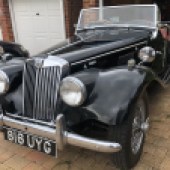 One of two MG TFs currently in the sale, this 1955 example is the later of the pair and features the 1500 engine. Imported and subsequently converted to right-hand-drive, it looks smart in black with a red leather interior and is estimated at £18,000-£20,000.